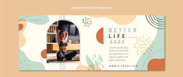 Handgetekende fitness sociale media voorbladsjabloon