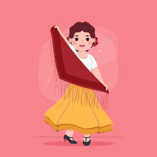 Gratis vector handgetekende flamencodans illustratie