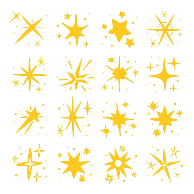 Gratis vector handgetekende fonkelende sterrencollectie