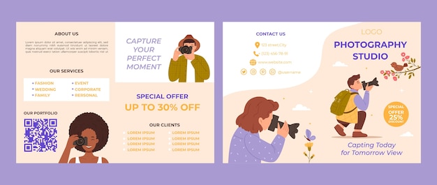 Gratis vector handgetekende fotostudio-brochure