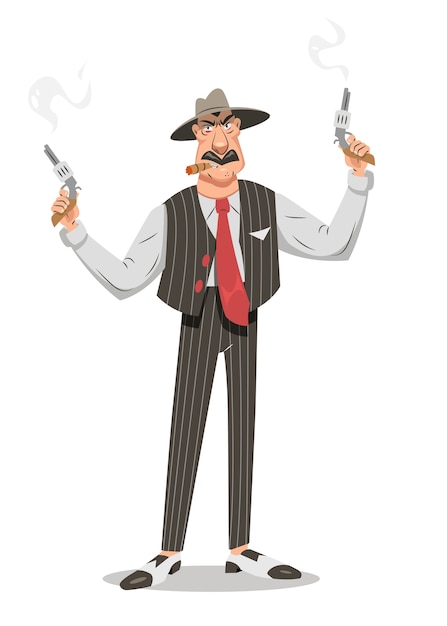 Gratis vector handgetekende gangster cartoon illustratie