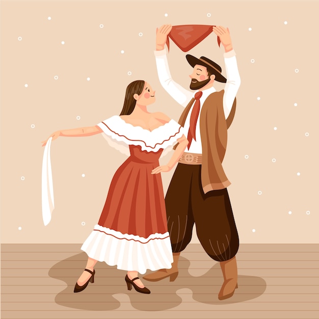 Gratis vector handgetekende gaucho dansende illustratie