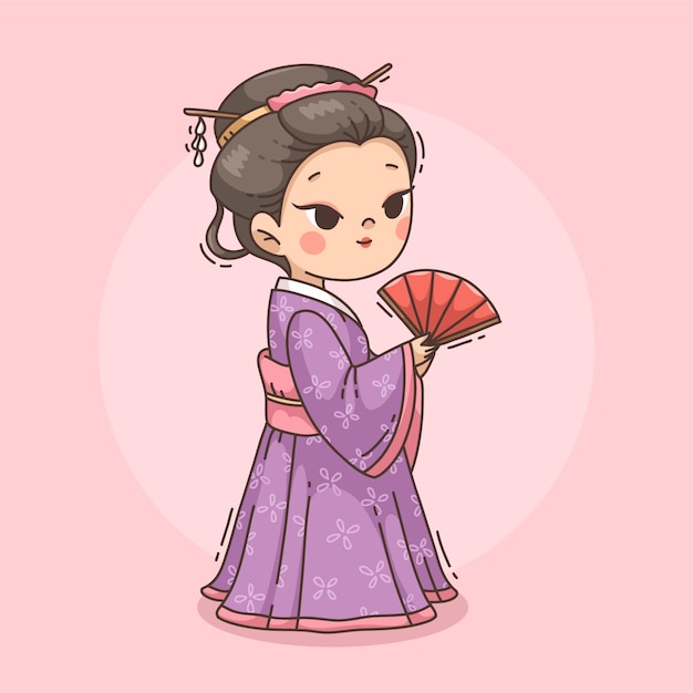 Gratis vector handgetekende geisha-illustratie