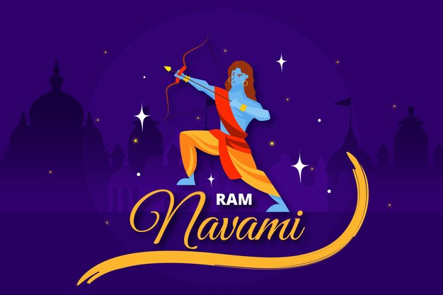 Handgetekende gelukkig ram navami-evenement