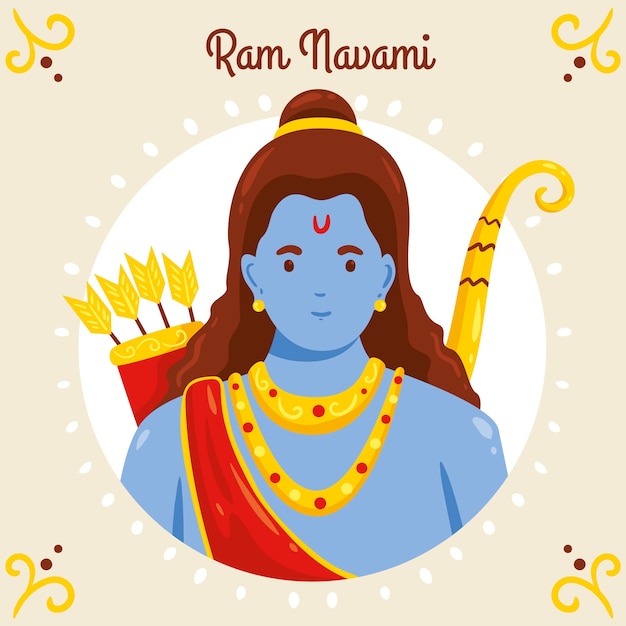 Gratis vector handgetekende gelukkig ram navami-ontwerp