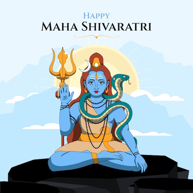 Gratis vector handgetekende gelukkige maha shivaratri-illustratie