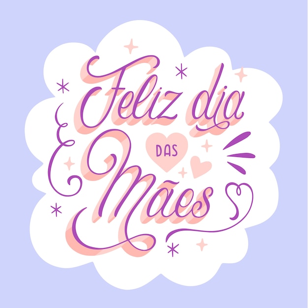 Handgetekende gelukkige moederdag belettering in het Portugees