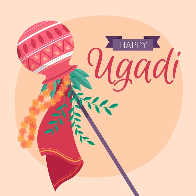 Handgetekende gelukkige ugadi-dag