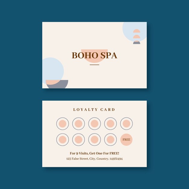 Handgetekende geometrische boho spa klantenkaart