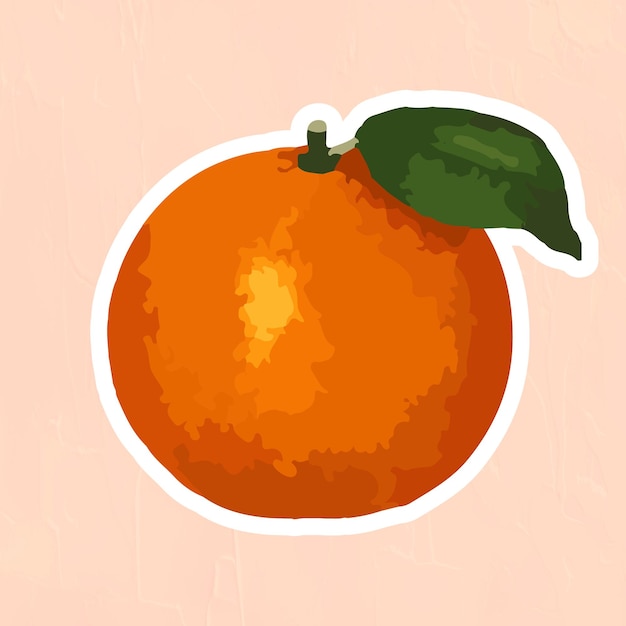 Gratis vector handgetekende gevectoriseerde mandarijn oranje sticker met witte rand