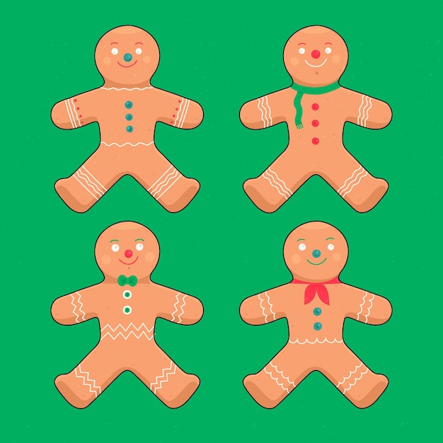 Gratis vector handgetekende gingerbread man cookies collectie