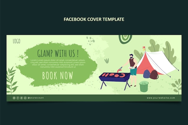 Handgetekende glamping facebook-omslag