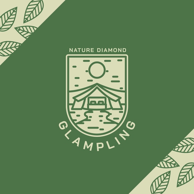 Gratis vector handgetekende glamping logo sjabloon