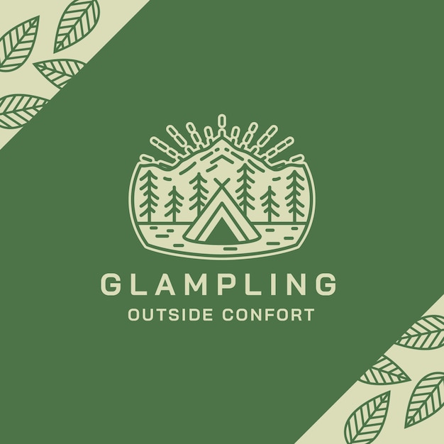 Gratis vector handgetekende glamping logo sjabloon