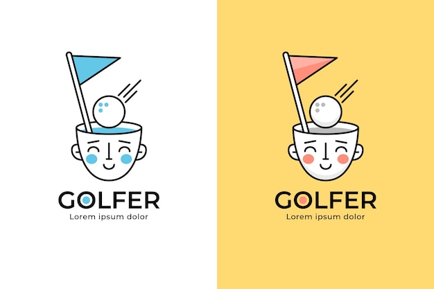 Handgetekende golf logo sjabloon