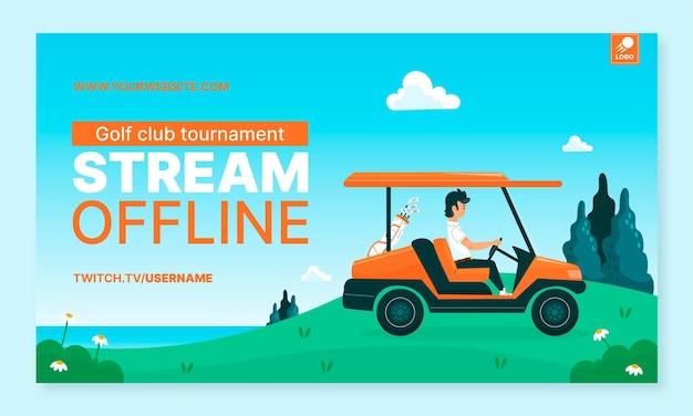 Gratis vector handgetekende golfclub twitch achtergrond