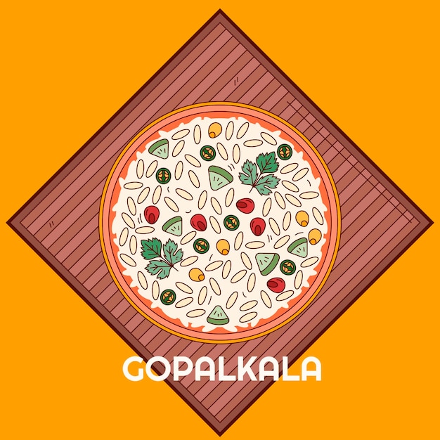 Handgetekende gopalkala-illustratie