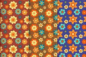 Gratis vector handgetekende groovy bloemmotief collectie