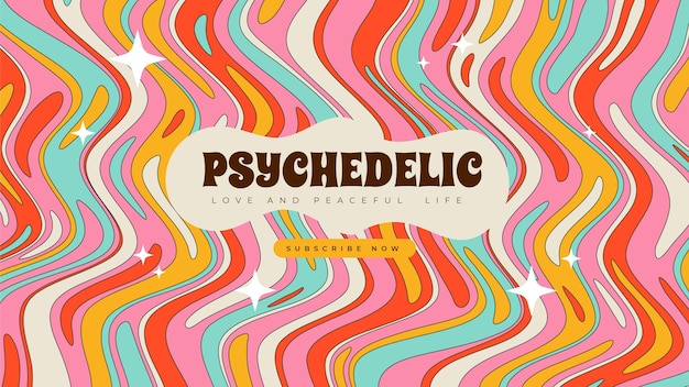 Handgetekende groovy psychedelische YouTube-thumbnail