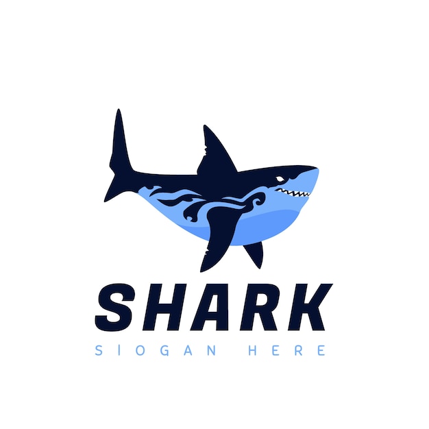 Handgetekende haai logo sjabloon