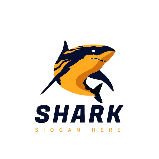 Handgetekende haai logo sjabloon