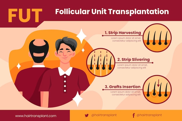 Gratis vector handgetekende haartransplantatie infographic