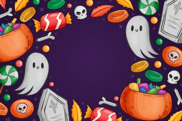 Gratis vector handgetekende halloween-achtergrond