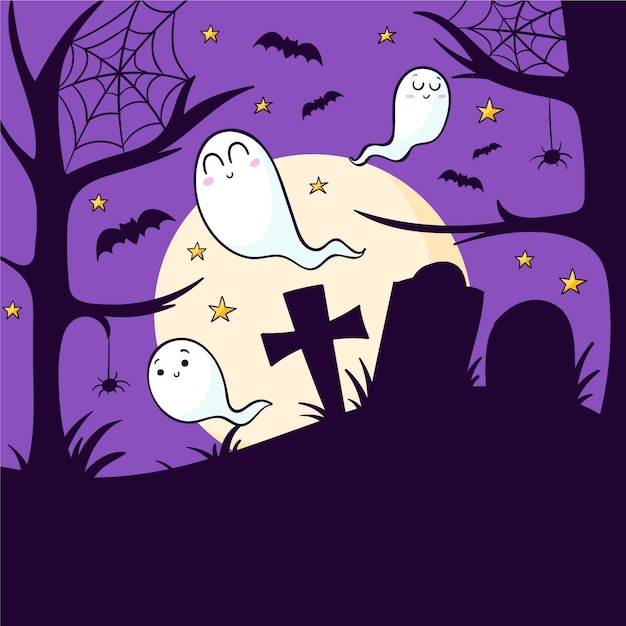 Gratis vector handgetekende halloween-illustratie