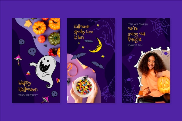 Handgetekende halloween instagram verhalencollectie