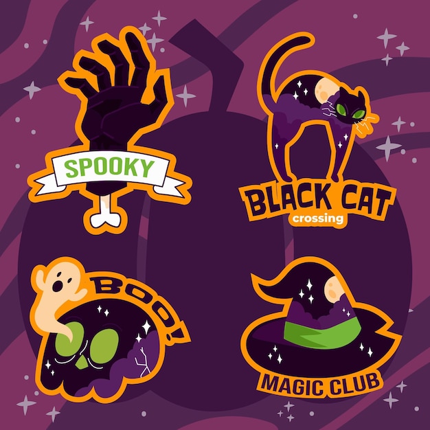 Gratis vector handgetekende halloween-labelscollectie