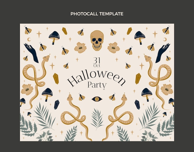 Gratis vector handgetekende halloween photocall-sjabloon