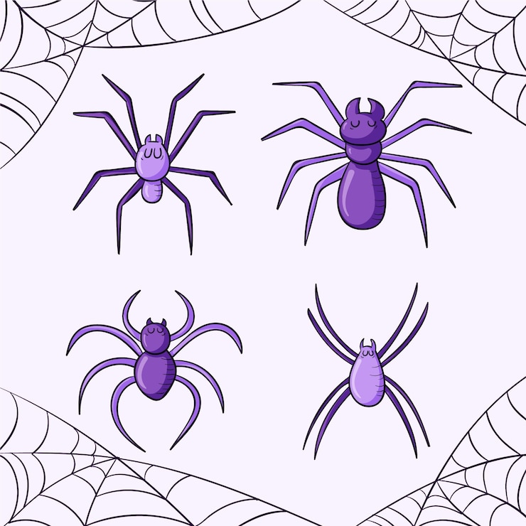 Gratis Vector handgetekende halloween-spinnencollectie