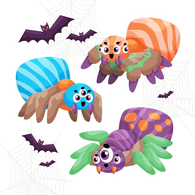 Handgetekende halloween-spinnencollectie