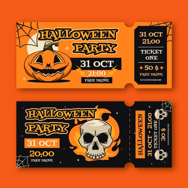 Handgetekende halloween-ticketscollectie