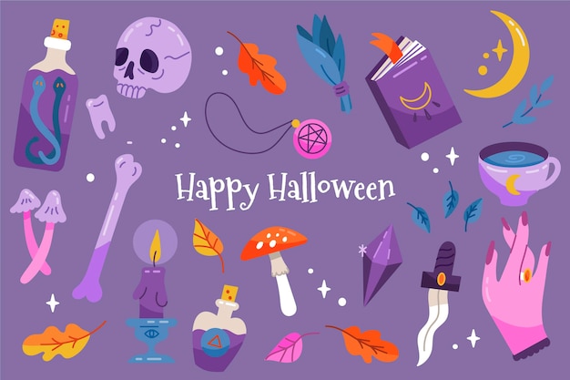 Handgetekende halloween wallpaper ontwerp