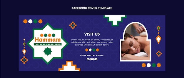 Gratis vector handgetekende hamam-sjabloon met plat ontwerp