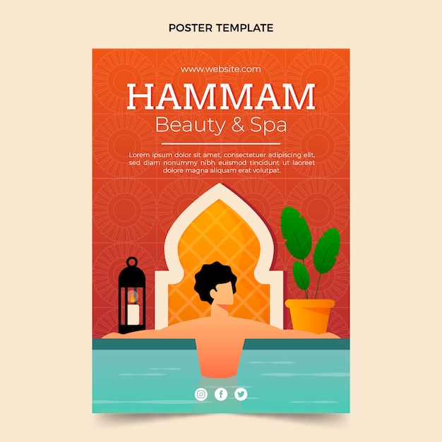 Gratis vector handgetekende hamam-sjabloon met plat ontwerp