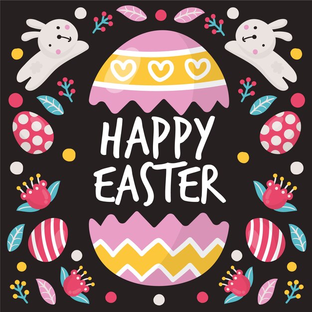 Handgetekende happy easter-dagthema