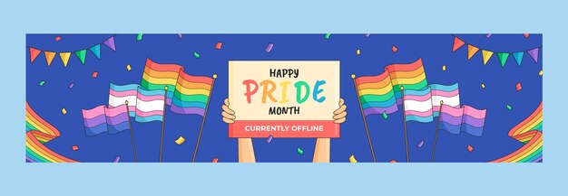Gratis vector handgetekende happy pride-maand twitch banner