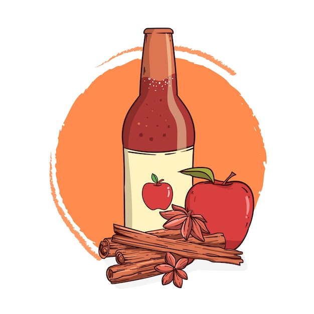 Gratis vector handgetekende heerlijke cider illustratie