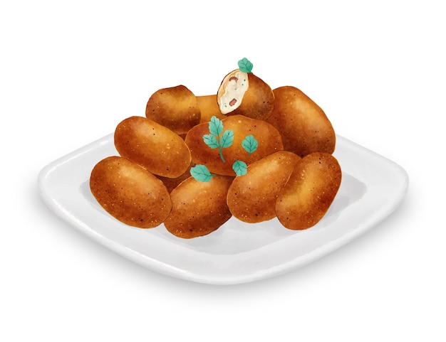 Handgetekende heerlijke croquetas-illustratie