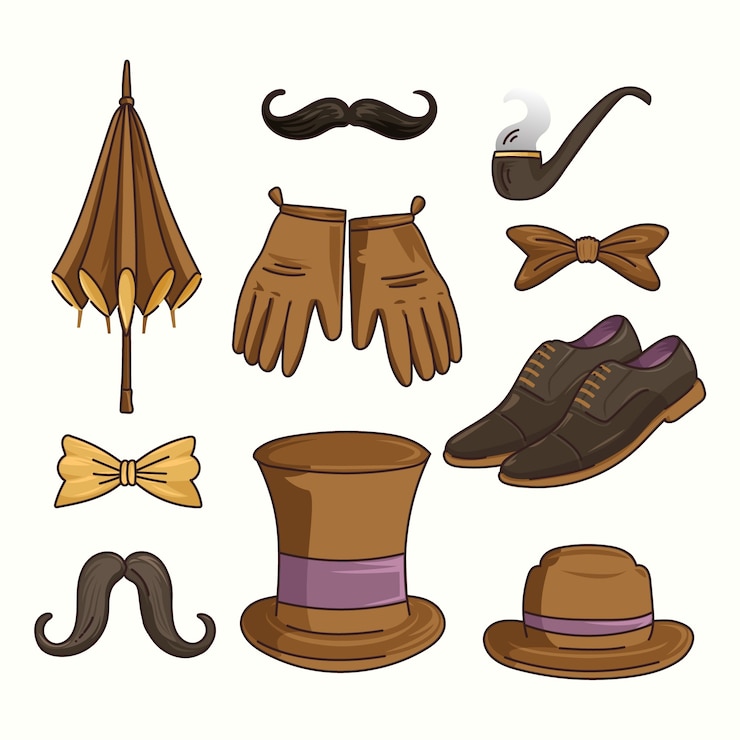 Gratis Vector handgetekende herenelementencollectie