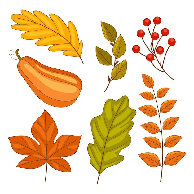 Gratis vector handgetekende herfst elementen collectie