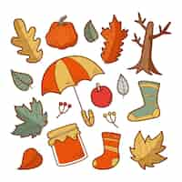 Gratis vector handgetekende herfst elementen collectie