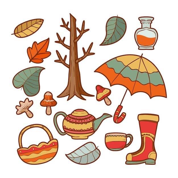 Gratis vector handgetekende herfst elementen collectie