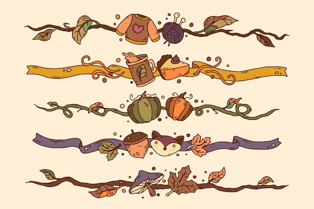 Gratis vector handgetekende herfst ornamenten collectie