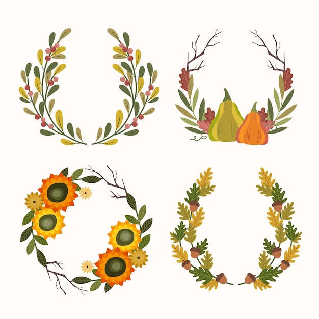 Gratis vector handgetekende herfst ornamenten collectie