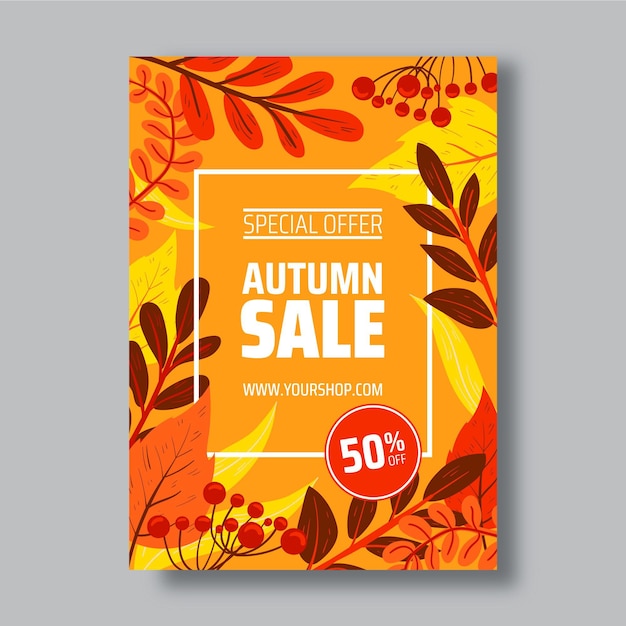 Gratis vector handgetekende herfst verkoop verticale poster sjabloon