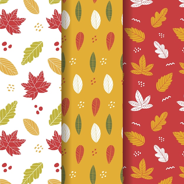 Gratis vector handgetekende herfstpatrooncollectie