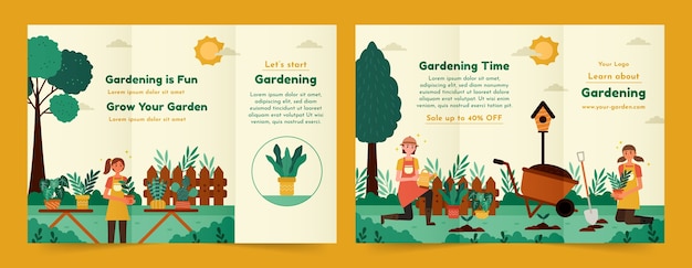 Handgetekende hobbybrochure voor tuinieren